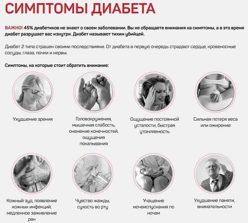 Распространенные симптомы диабета