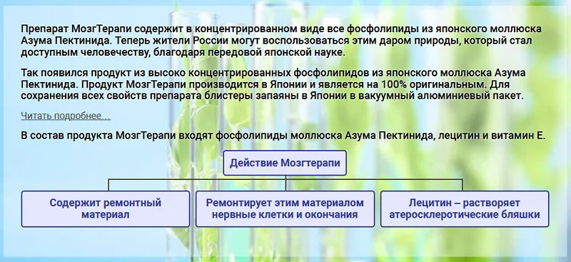 Состав и действие препарата Мозг Терапи для улучшения памяти и работы мозга