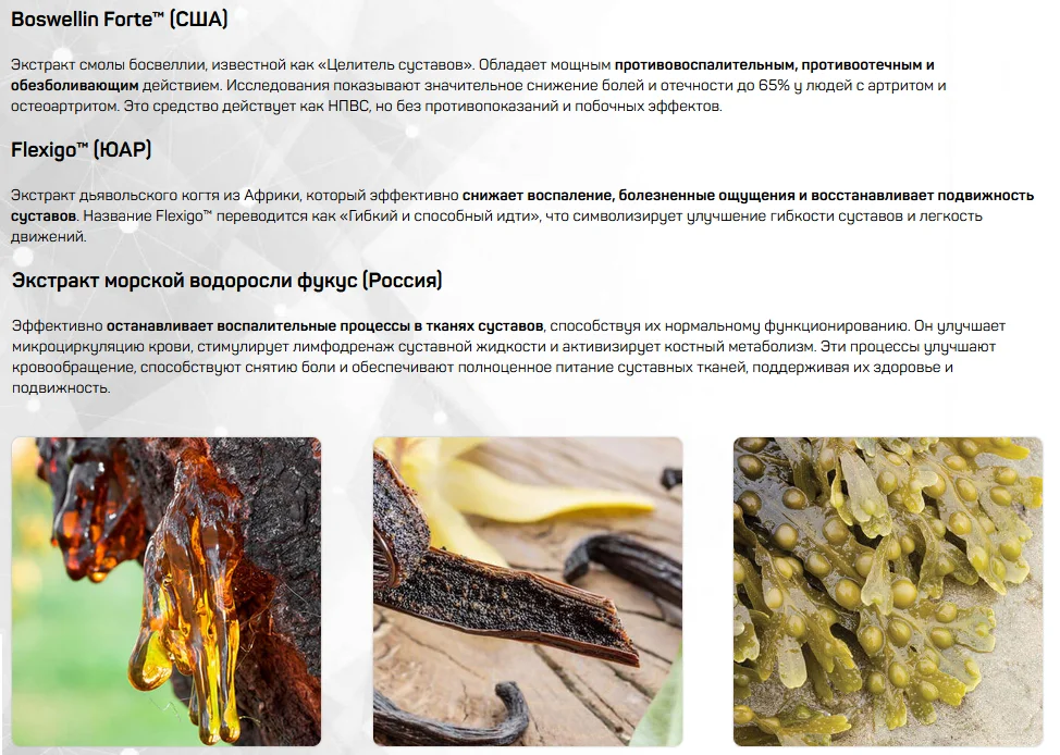 Состав препарата для суставов Флексанол (Flexanol) №1