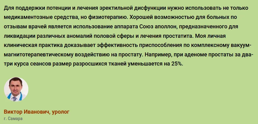 Отзывы врачей экспертов об аппарате для мужчин Союз-Аполлон №2