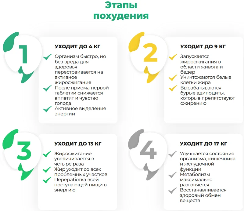 Этапы похудения при применении препарата Кетиш Диетиш (Ketish Dietish)