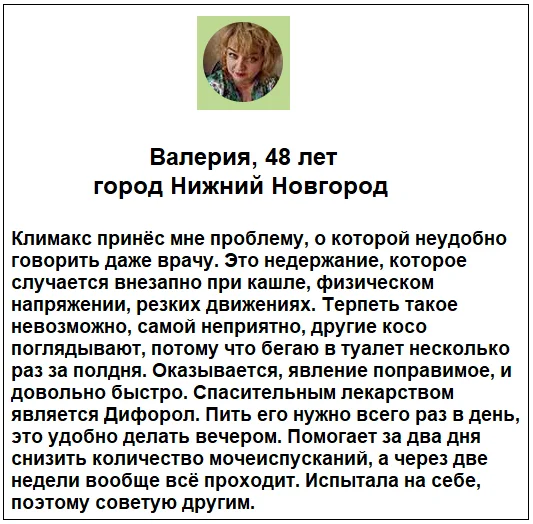 Отзыв реального покупателя о препарате Дифорол от недержания мочи №6