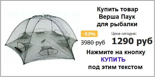 Купить усовершенствованная Верша Паук для рыбалки по акционной цене (гарантированная скидка)!