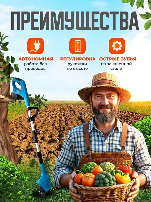 Преимущества Садового Культиватора аккумуляторного для дачи