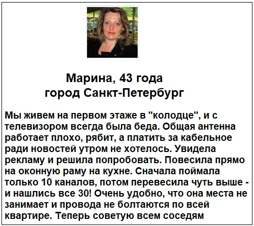 Отзывы реальных покупателей об Антенне QUANTA (Кванта) для телевизора №2