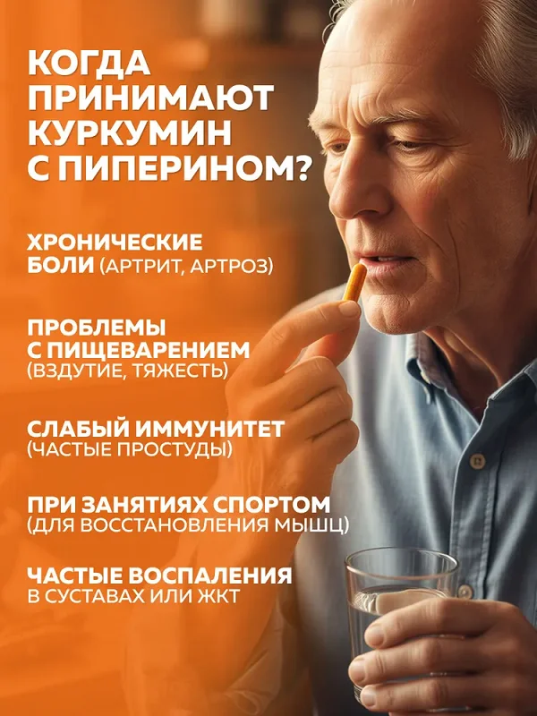 Показания к применению препарата Куркумин с пиперином