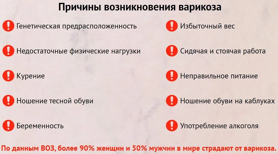 Причины возникновения варикоза