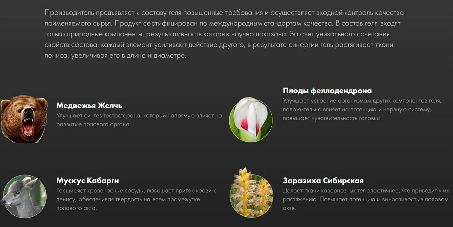 Состав препарата BogatyrPro для увеличения члена