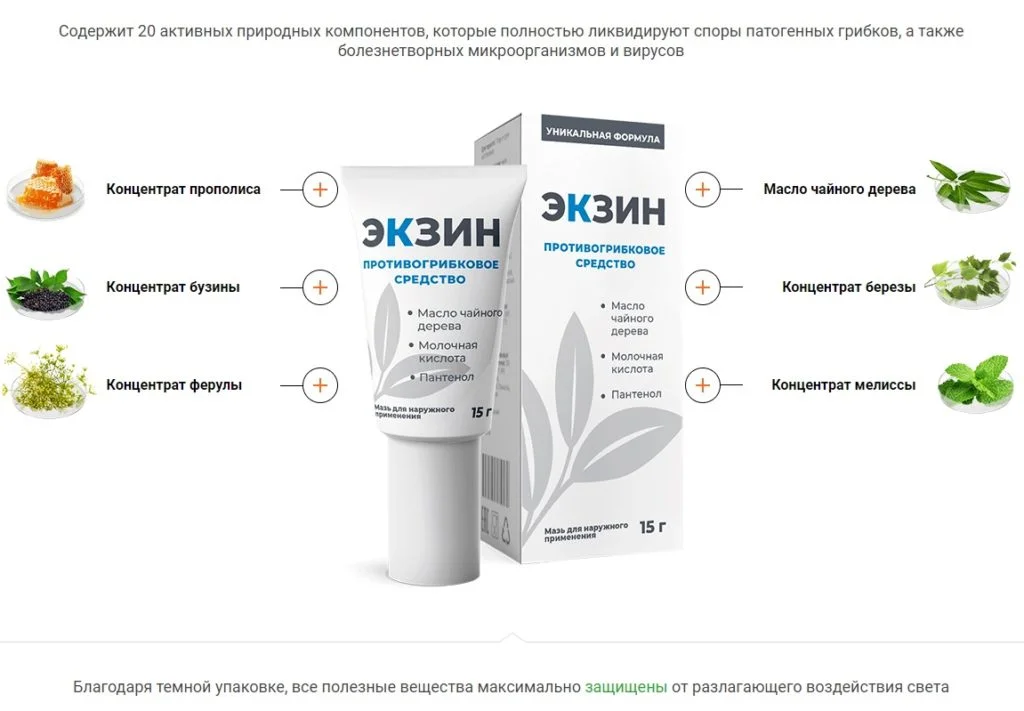 Состав средства против грибка Экзин